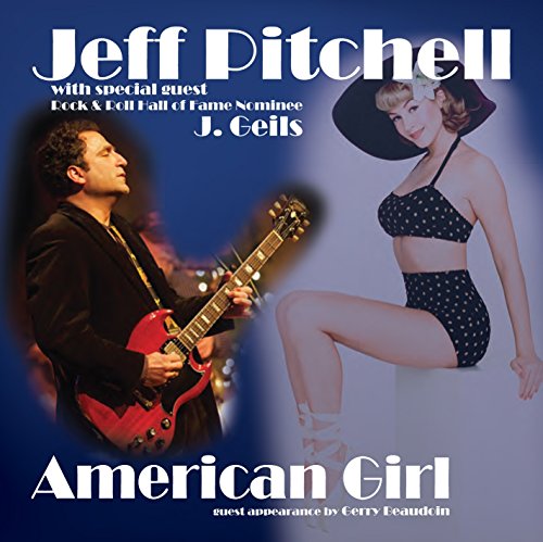 Album cover with a man playing guitar and a pin-up girl in a bikini.