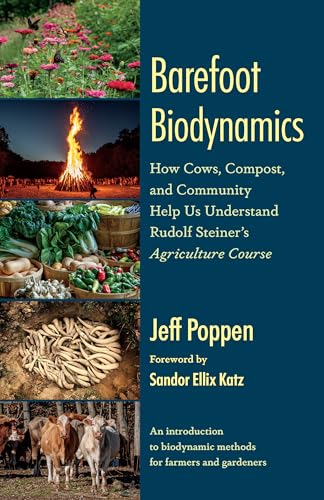Book cover featuring farm scenes, vegetables, cows, and a bonfire.