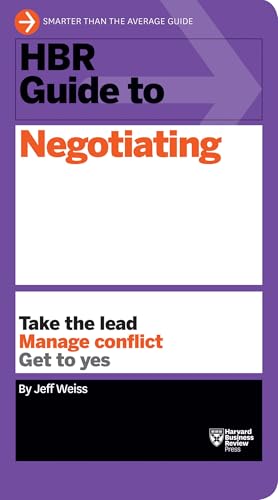 The book cover for HBR Guide to Negotiating by Jeff Weiss with purple background.