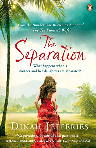 Book cover: woman in red dress facing a tropical landscape.
