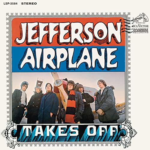 Jefferson Airplane album cover featuring band members posing with a propeller.