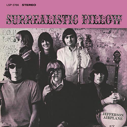 Jefferson Airplane’s “Surrealistic Pillow” vinyl album cover with band portrait.