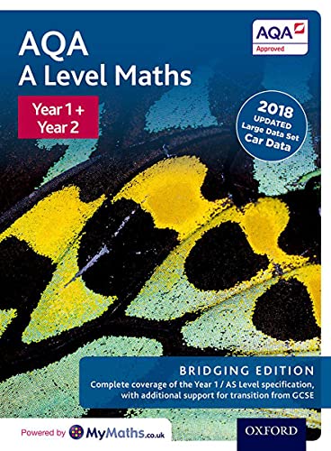 AQA A Level Maths textbook cover with a butterfly image.