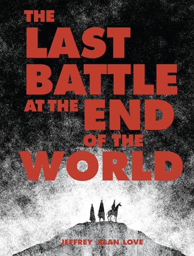 Book cover: red text on dark background, silhouetted figures on a hill.