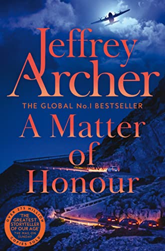 Book cover for A Matter of Honour by Jeffrey Archer featuring a night landscape.