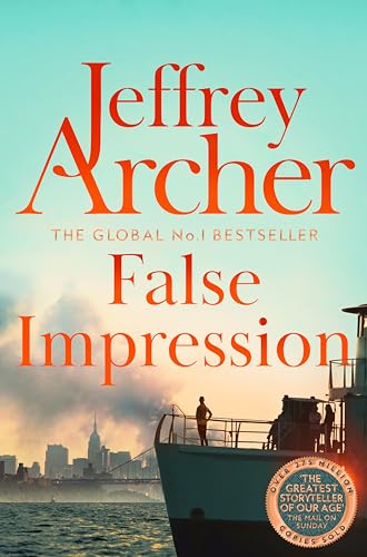 Book cover: "False Impression" by Jeffrey Archer, featuring a ship and city skyline.