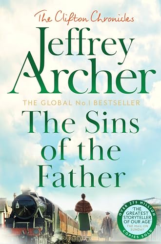 Book cover for The Sins of the Father by Jeffrey Archer featuring a steam train.