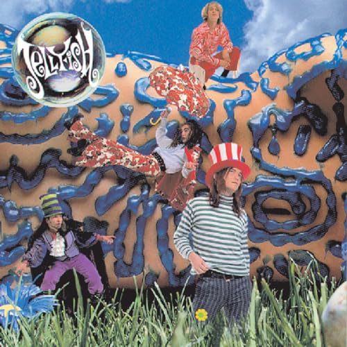 Black vinyl record with white or colorful label and sleeve with jellyfish artwork.