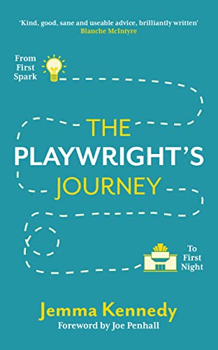 Book cover: "The Playwright's Journey" with a lightbulb and theatre illustration.