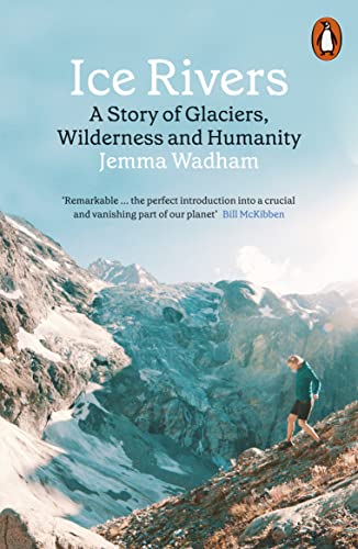 Book cover: "Ice Rivers" with a mountain landscape and a lone hiker.