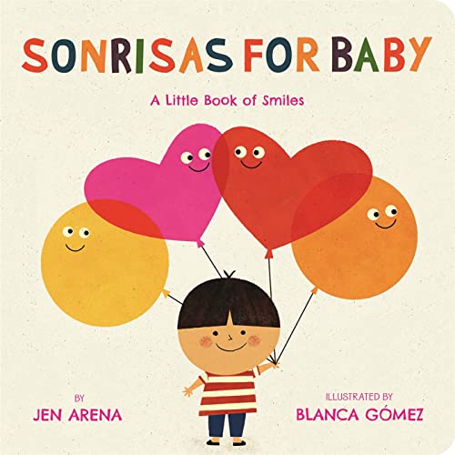 Book cover with a child holding smiling balloon characters.