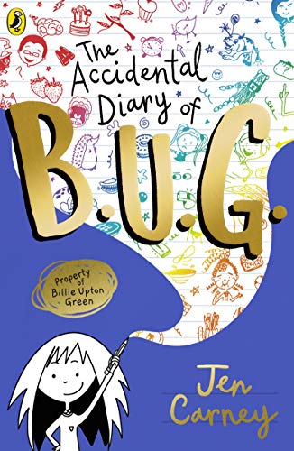 Book cover for The Accidental Diary of B.U.G. featuring doodles on lined paper.