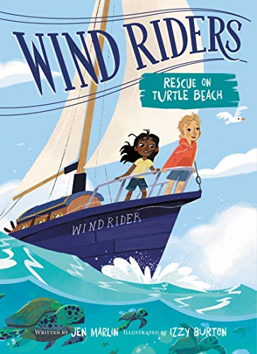Children on a sailboat with sea turtles in blue water.