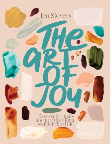 Book cover with teal title "The Art of Joy" and colorful paint splatters.