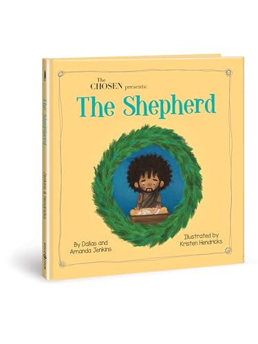 Book cover: "The Shepherd" with illustration of a young boy in a manger.
