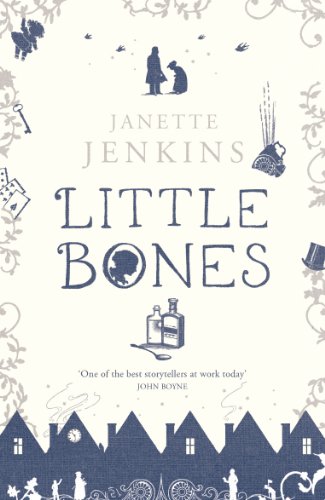 Book cover for “Little Bones” with illustrated bones and silhouettes.