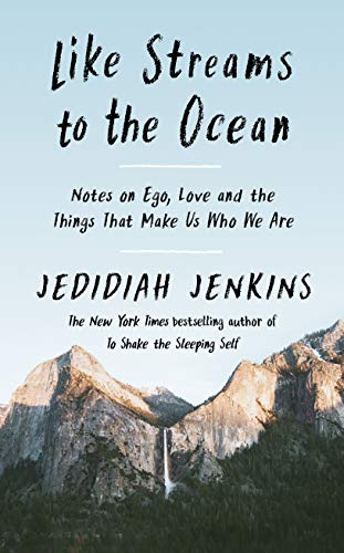 Book cover with mountains, waterfall, and title “Like Streams to the Ocean.”