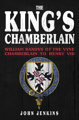 Book cover: “The King’s Chamberlain” with a heraldic shield design.