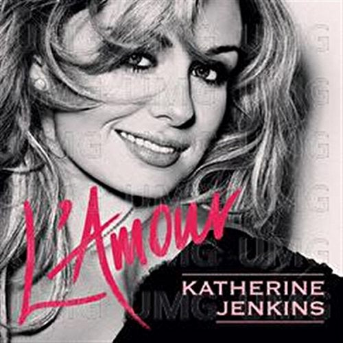 CD cover featuring Katherine Jenkins, smiling, with bold red “L’Amour” text.