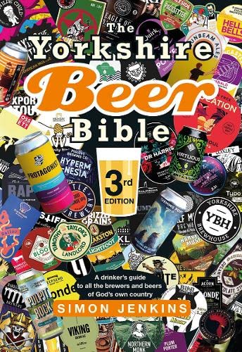 Book cover with beer cans, labels, and a glass of beer.