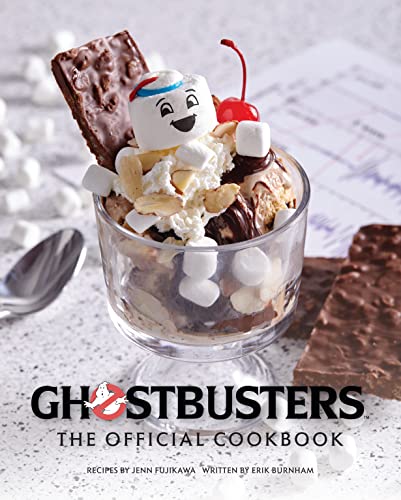 Ghostbusters cookbook cover with a sundae resembling the Stay Puft Marshmallow Man.