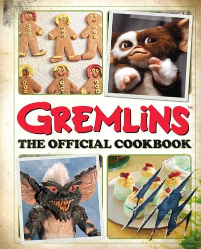 Gremlins: The Official Cookbook" cover with Gizmo, food, and a Gremlin.