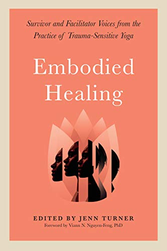 Book cover with peach background, lotus flower, and silhouetted faces.
