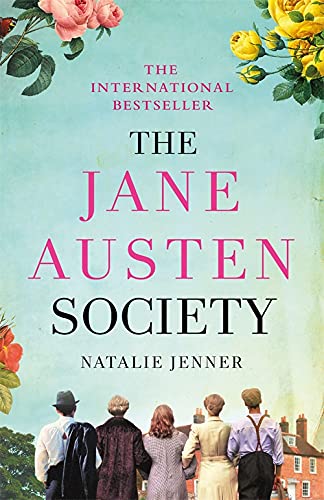 Book cover for “The Jane Austen Society” with figures and flowers.