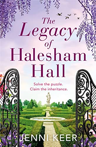 Book cover with garden view through ornate black iron gates.