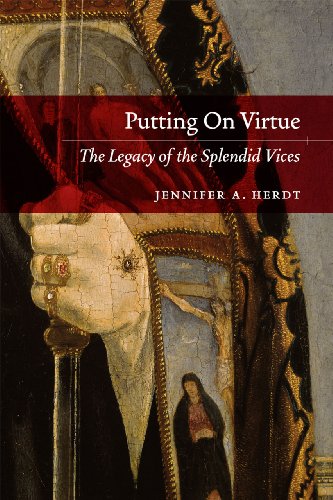 Book cover with Renaissance painting detail, red title: "Putting On Virtue.