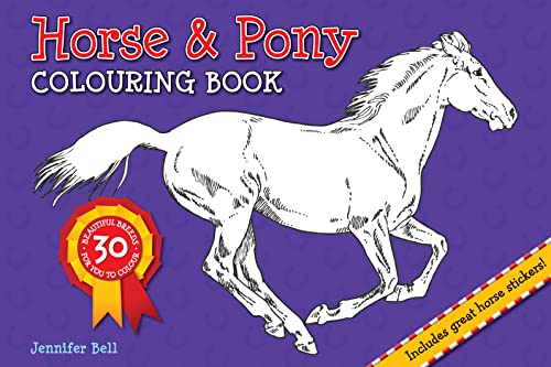 Cover of "Horse & Pony Colouring Book" featuring a galloping horse outline.