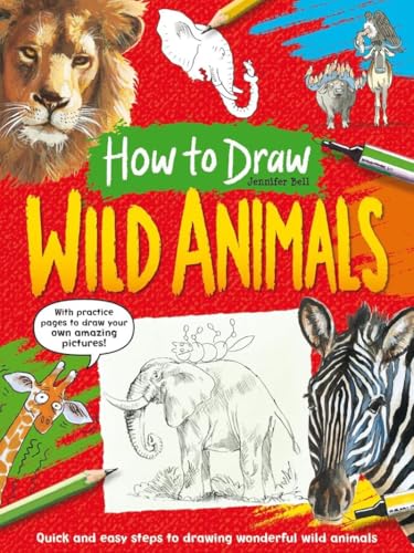 Book cover featuring a lion, zebra, and elephant sketches on a red background.