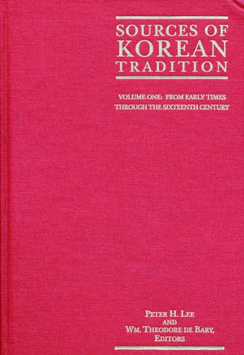 Bright pink book cover with white text titled Sources of Korean Tradition.