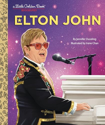 Elton John at a piano, cover of a children’s biography book.