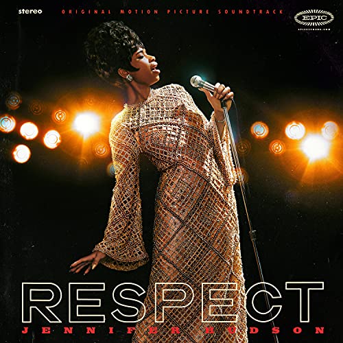 Jennifer Hudson singing into a microphone on the “Respect” soundtrack CD cover.