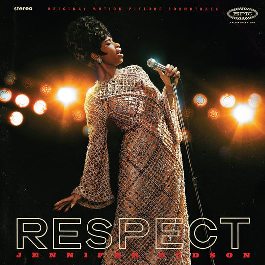 Jennifer Hudson on vinyl cover, singing into a microphone onstage.