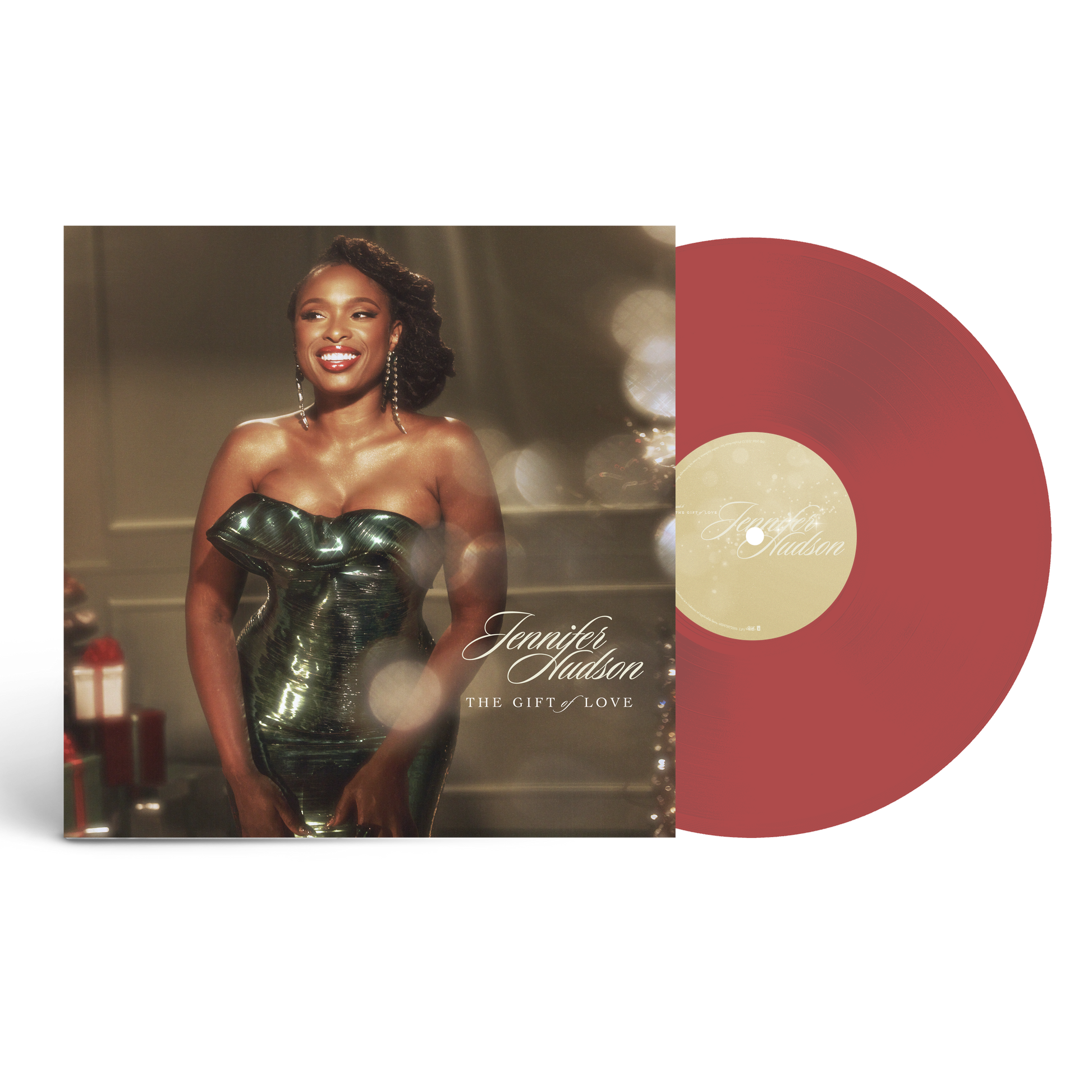 Jennifer Hudson's "The Gift Of Love" ruby red vinyl record and cover.