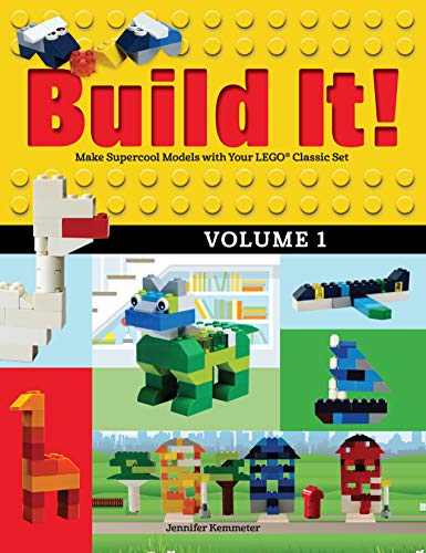 Book cover featuring colorful LEGO creations: animals, vehicles, and buildings.