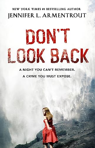 Book cover: red title "Don't Look Back" with a woman in a red dress.