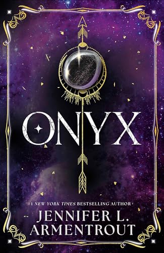 Book cover: “Onyx (Lux - Book Two)” with dark purple, starry background.