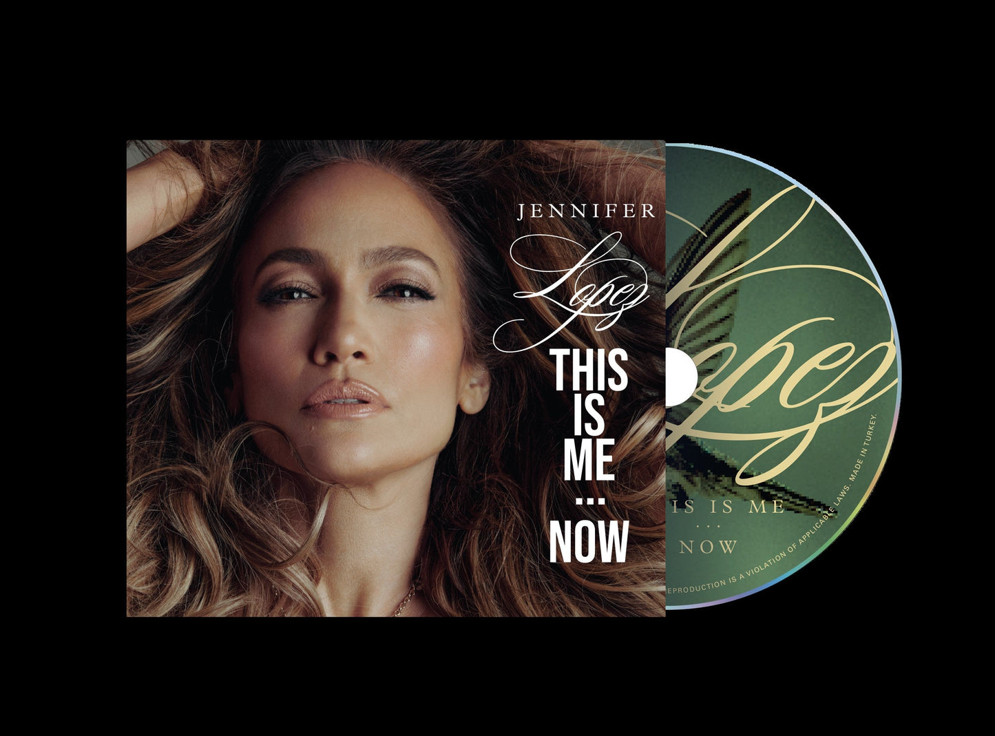 Jennifer Lopez album cover and green vinyl record displayed together.