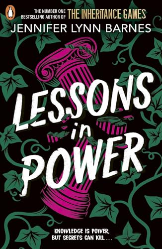 Book cover: "Lessons in Power" with pink columns and green foliage.