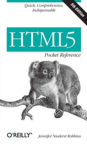 Book cover: "HTML5 Pocket Reference" with a koala illustration.