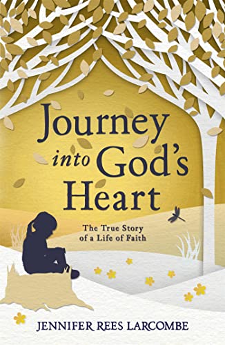 Book cover with a silhouetted figure under a tree, titled "Journey into God's Heart".