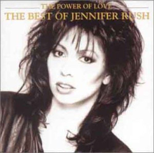 Black and white portrait of Jennifer Rush on a music album cover.