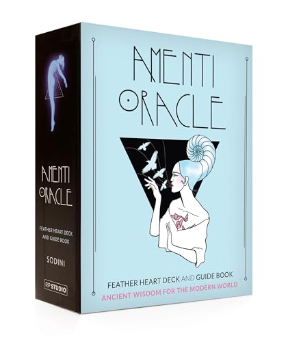 Boxed oracle card deck with illustrated woman and feather motifs.