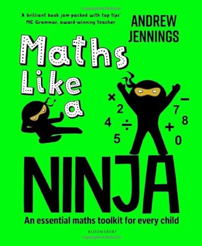 Book cover: "Maths Like a Ninja" with cartoon ninja and equations.