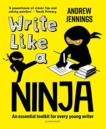 Book cover with yellow background featuring two black ninja illustrations and bold black text.