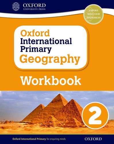 Geography workbook cover with pyramids and a large number two.
