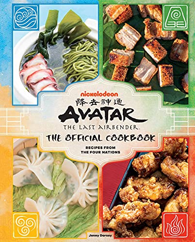 Avatar: The Last Airbender cookbook cover with food images from four nations.